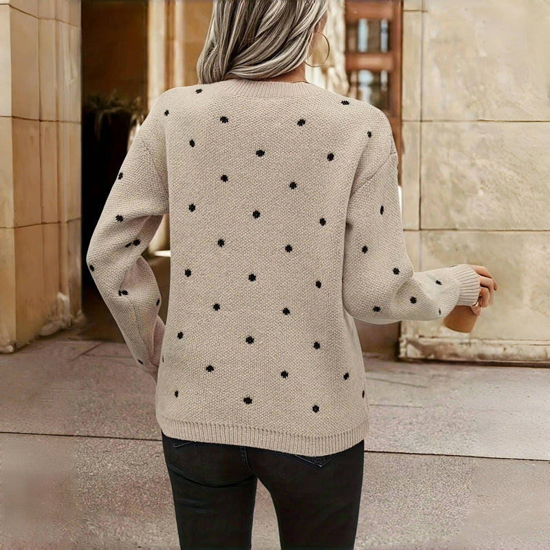 Casual Polka Dot Knit Jumper