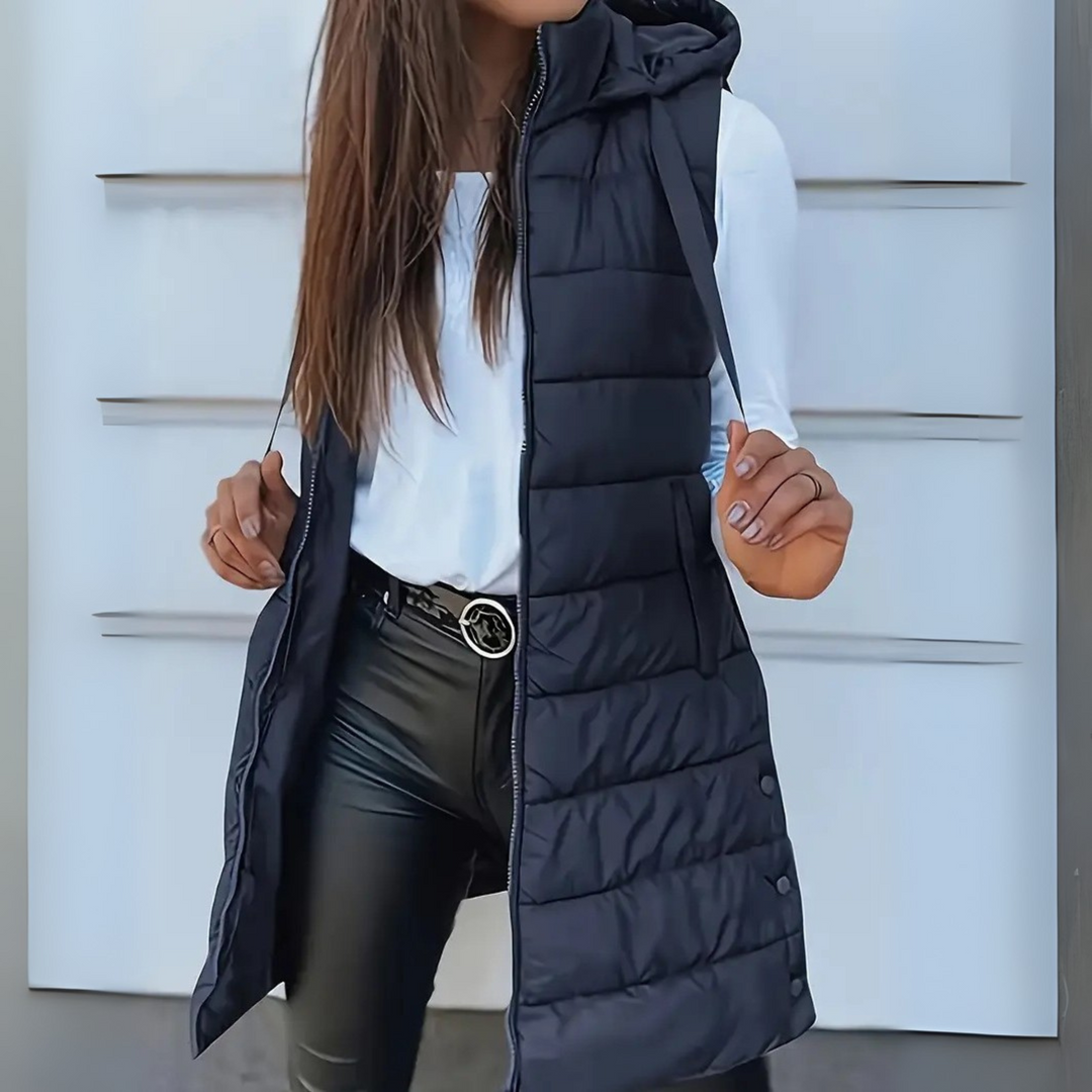RAIN - Casual Sleeveless Hood Long Puffer Vest