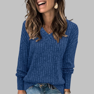 DERI - Comfy V-Neck Long Sleeve Top