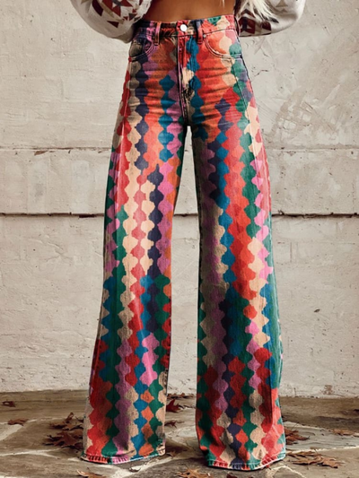 BETH - Vibrant Boho Wide-Leg Pants