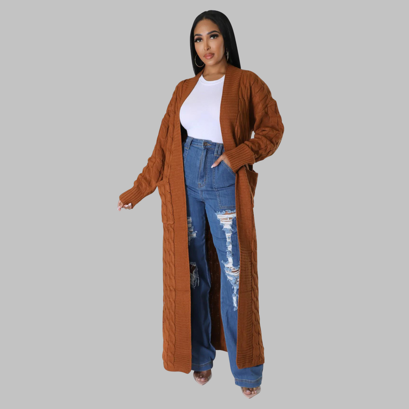 JACKIE - Casual Long-Sleeve Long Cardigan
