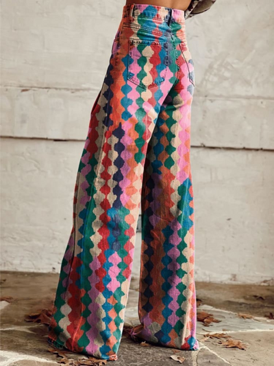 BETH - Vibrant Boho Wide-Leg Pants