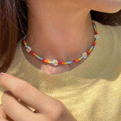 Bohemian Floral Pearl Necklace