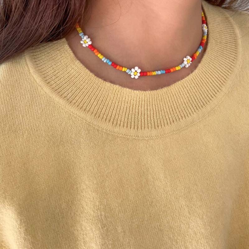 Bohemian Floral Pearl Necklace