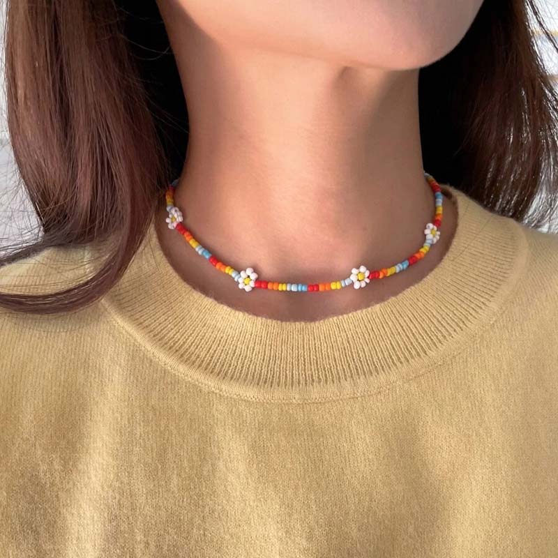 Bohemian Floral Pearl Necklace