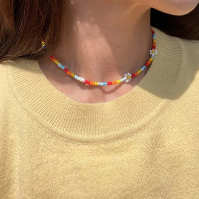 Bohemian Floral Pearl Necklace