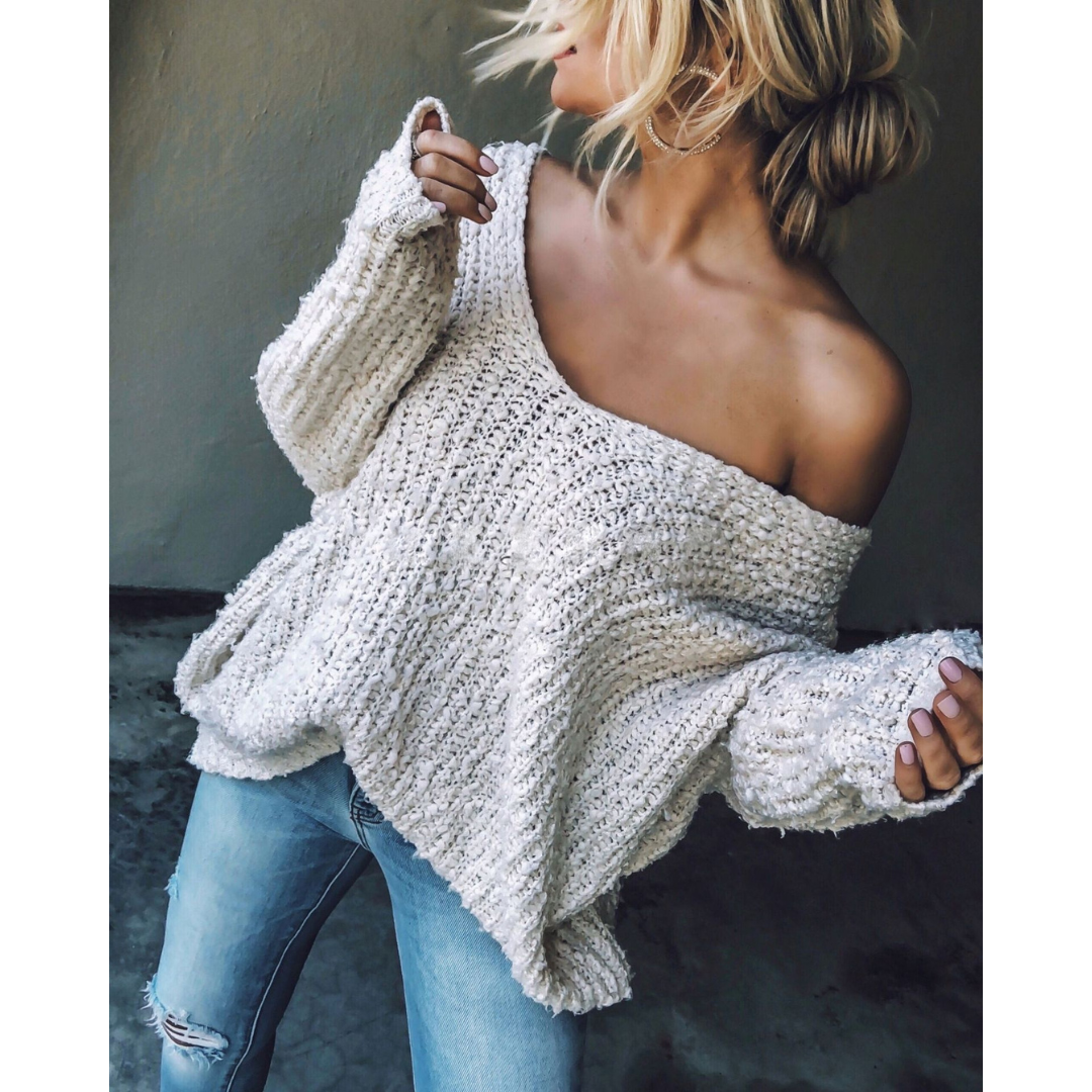 SOLEDAD – Comfy Drop Shoulder Long Sleeve Sweater