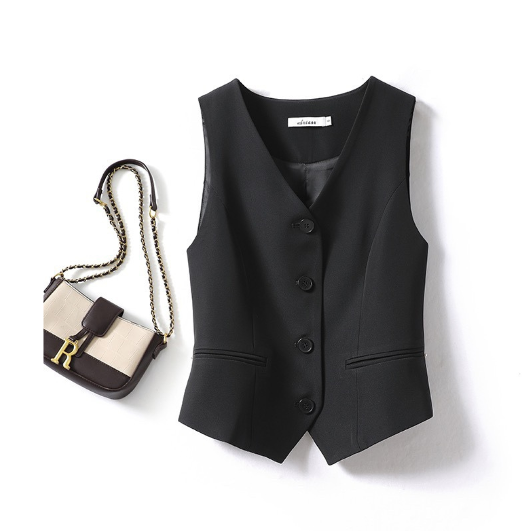 ZARINA –  Classy Sleeveless Button-Front Suit Vest