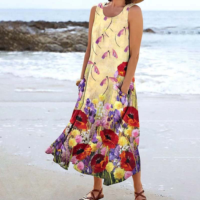 Vintage Floral Print Dress