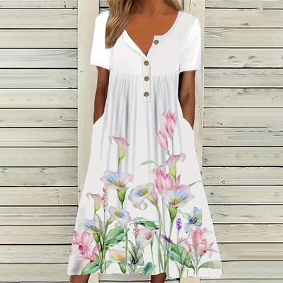 Vintage Floral Print Dress