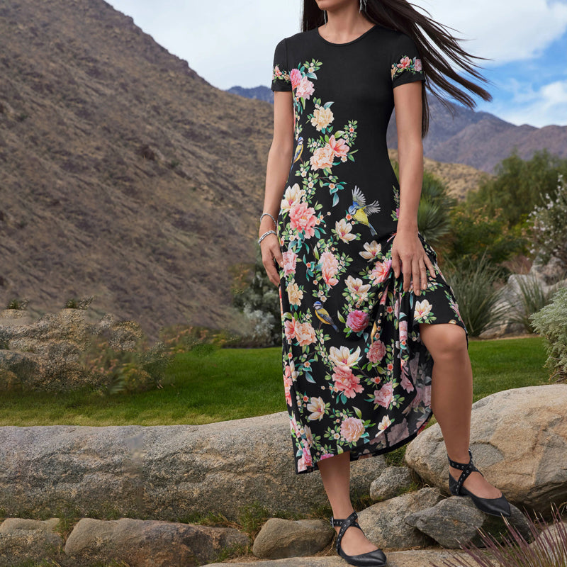 Vintage Floral Print Dress