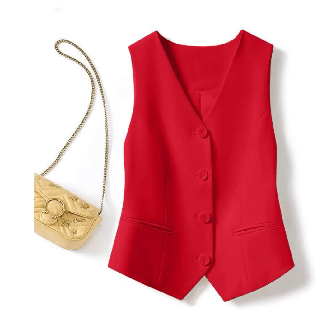 ZARINA –  Classy Sleeveless Button-Front Suit Vest