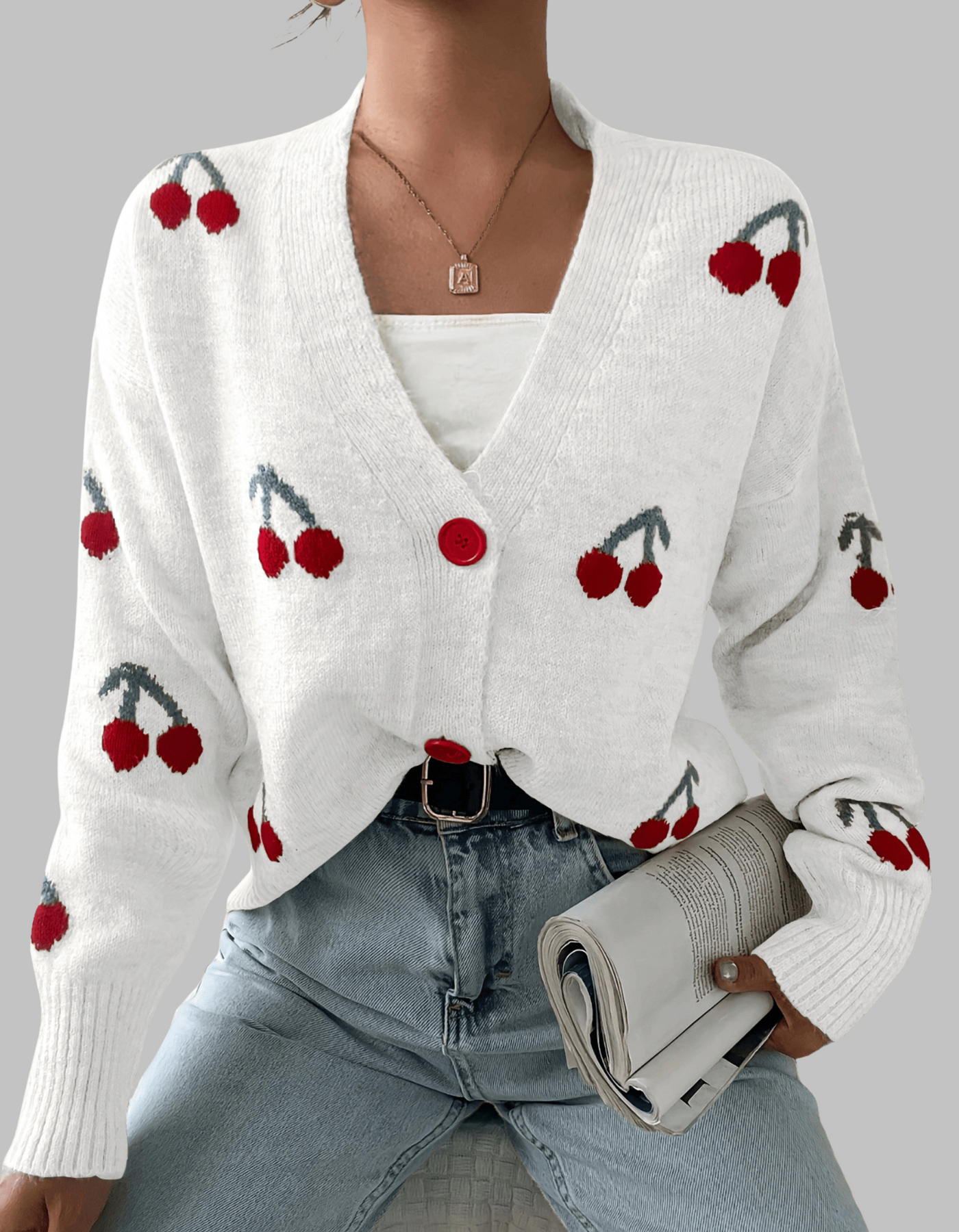 RASHA - Chic Button Front Long Sleeve Cardigan