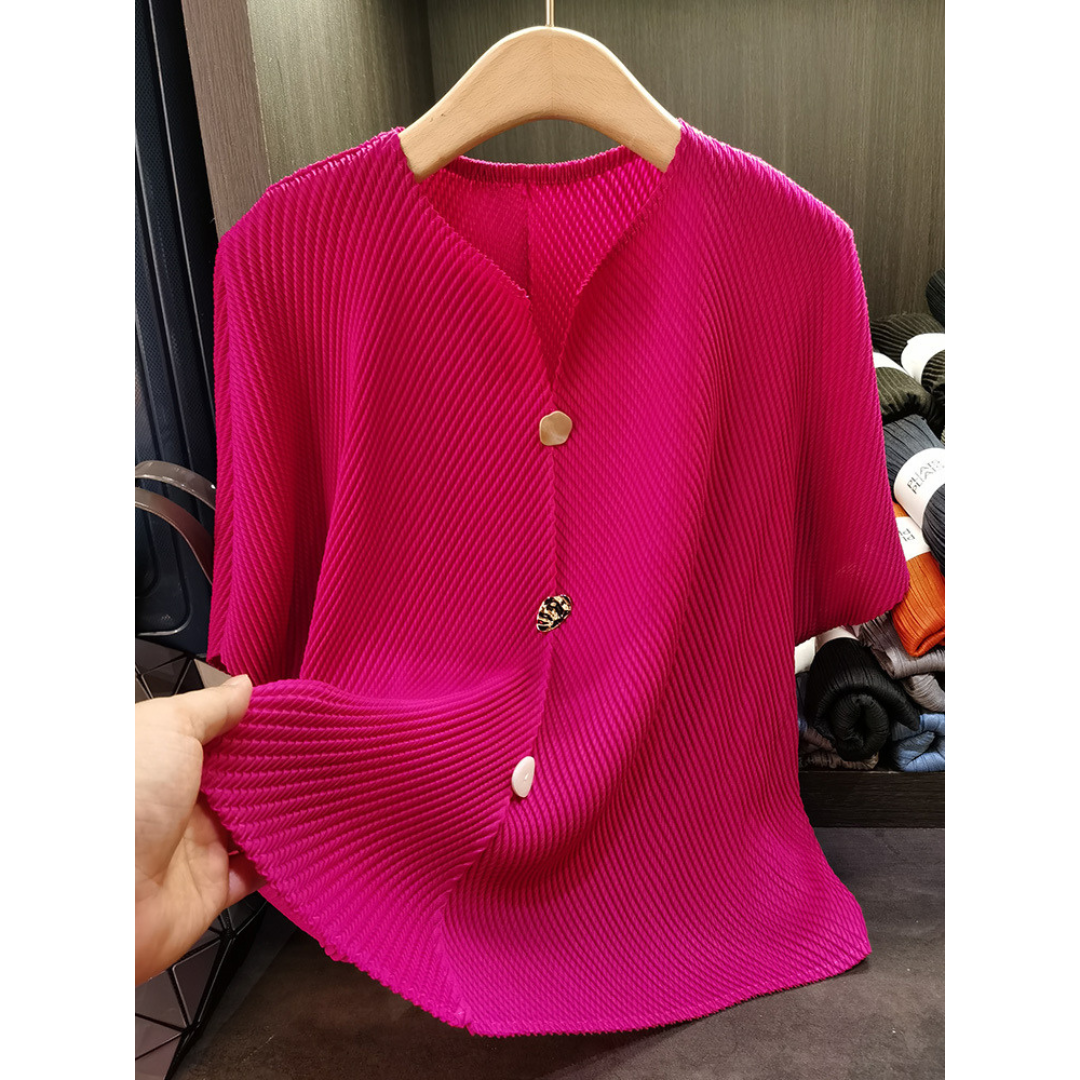 SAVARA – Lightweight Round Neck Cardigan Top