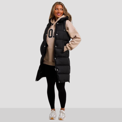 SIDRA - Comfy Black Padded Long Hooded Puffer