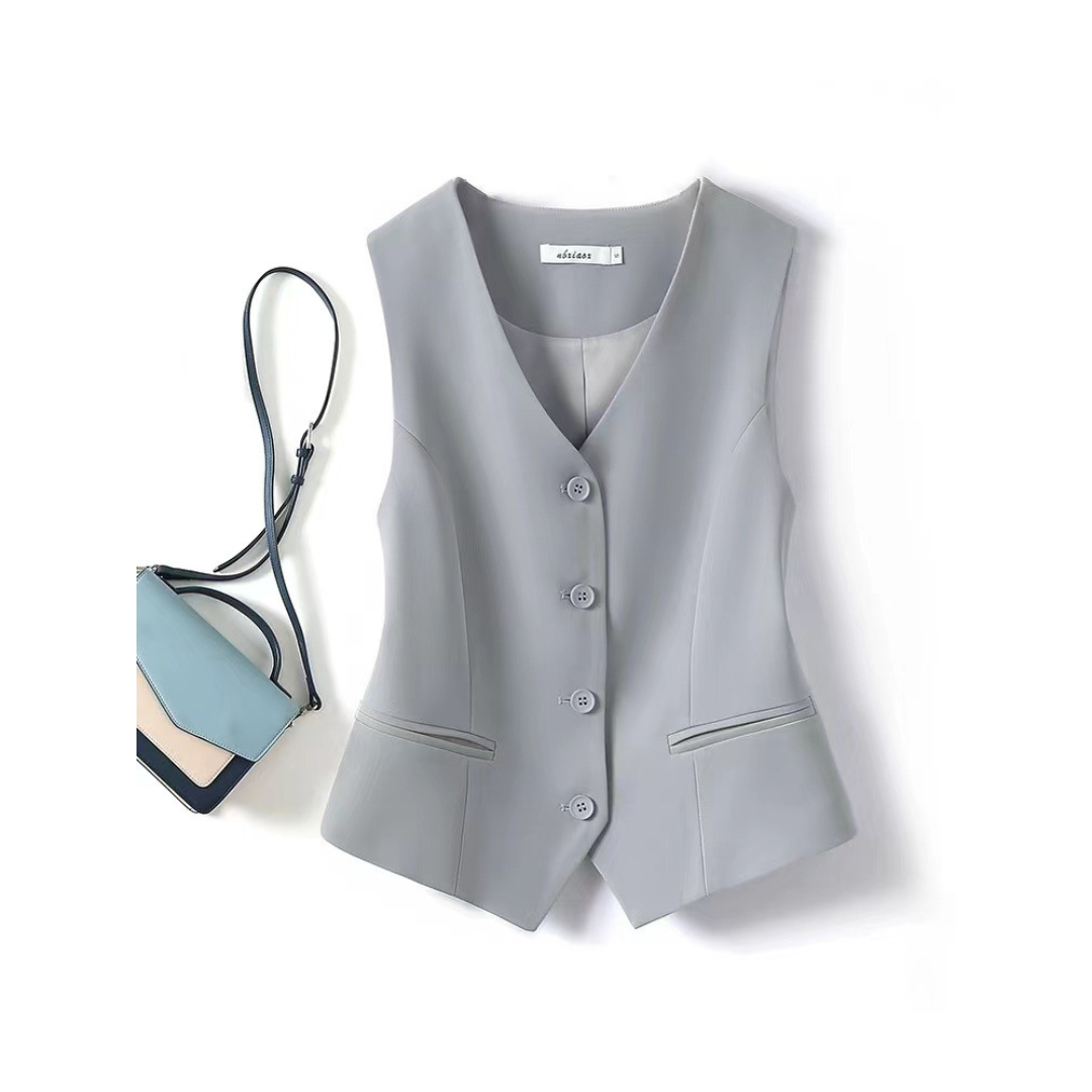ZARINA –  Classy Sleeveless Button-Front Suit Vest