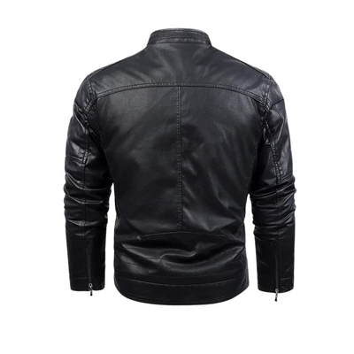 Retro fleece lined leather jacket