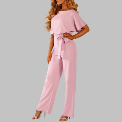 WANNON - Casual Tie Front Batwing Sleeve Jumpsuit