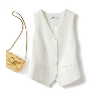 ZARINA –  Classy Sleeveless Button-Front Suit Vest