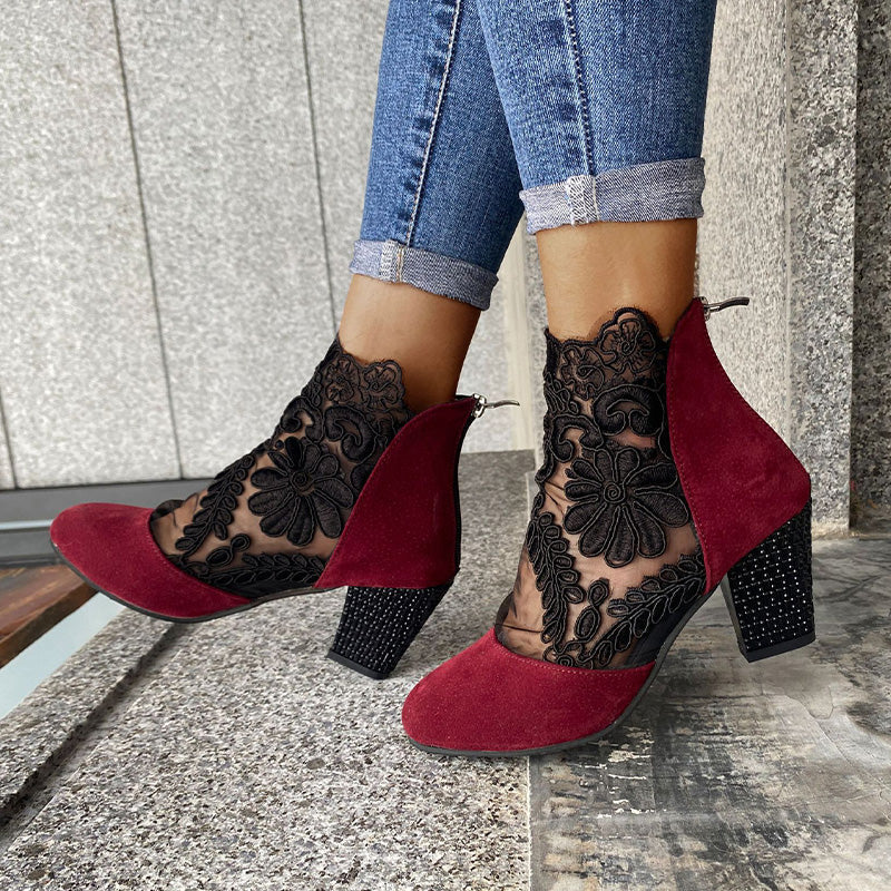 JOLIE - Chic Lace Heeled Boots
