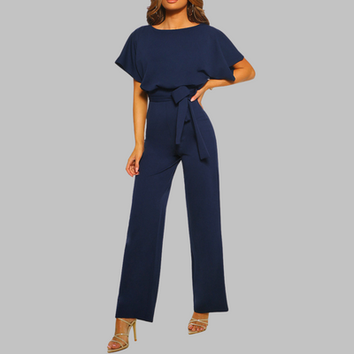 WANNON - Casual Tie Front Batwing Sleeve Jumpsuit