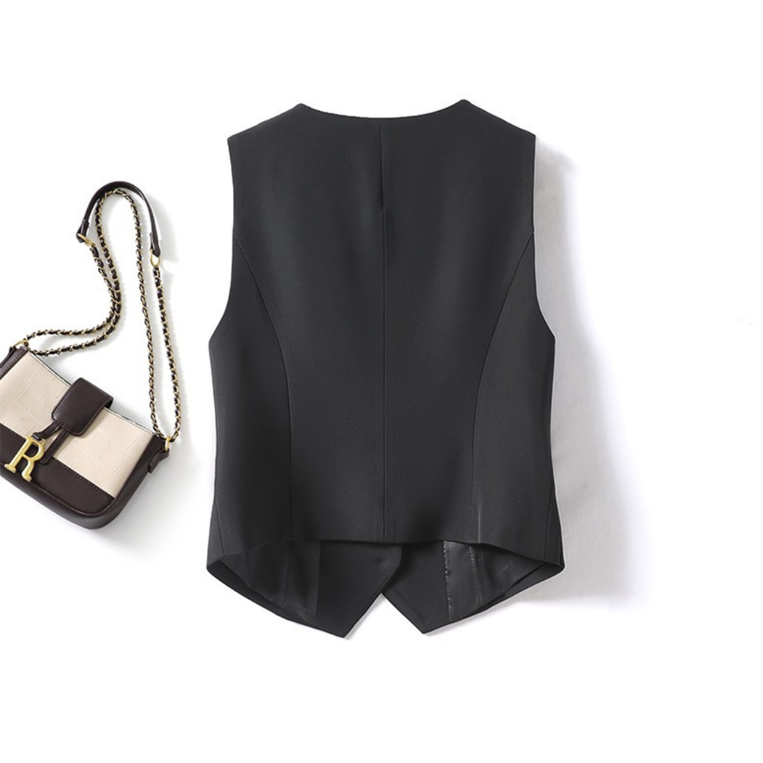 ZARINA –  Classy Sleeveless Button-Front Suit Vest