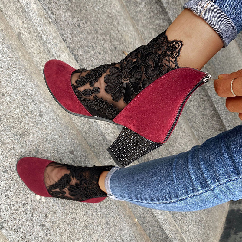 JOLIE - Chic Lace Heeled Boots