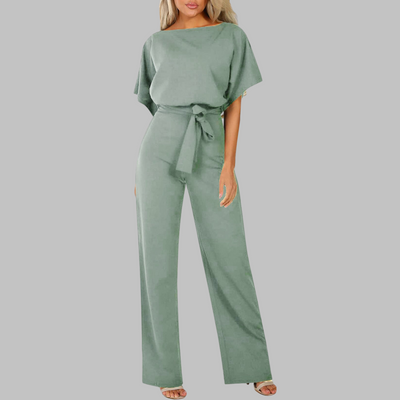 WANNON - Casual Tie Front Batwing Sleeve Jumpsuit