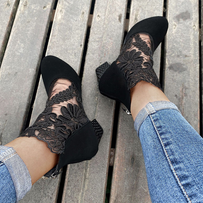 JOLIE - Chic Lace Heeled Boots