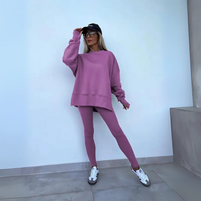 YACHI - Casual Long Sleeve Sweatshirt and Pants Set