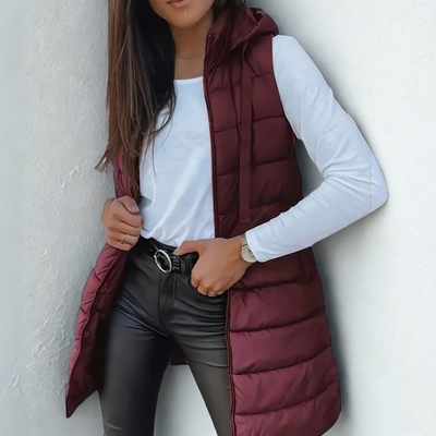 RAIN - Casual Sleeveless Hood Long Puffer Vest