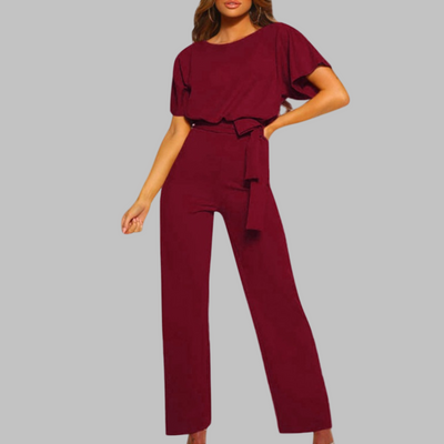 WANNON - Casual Tie Front Batwing Sleeve Jumpsuit
