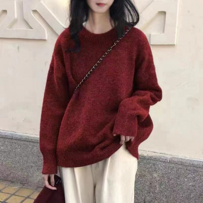 DERDI - Casual Long Sleeve Round Neck Sweater