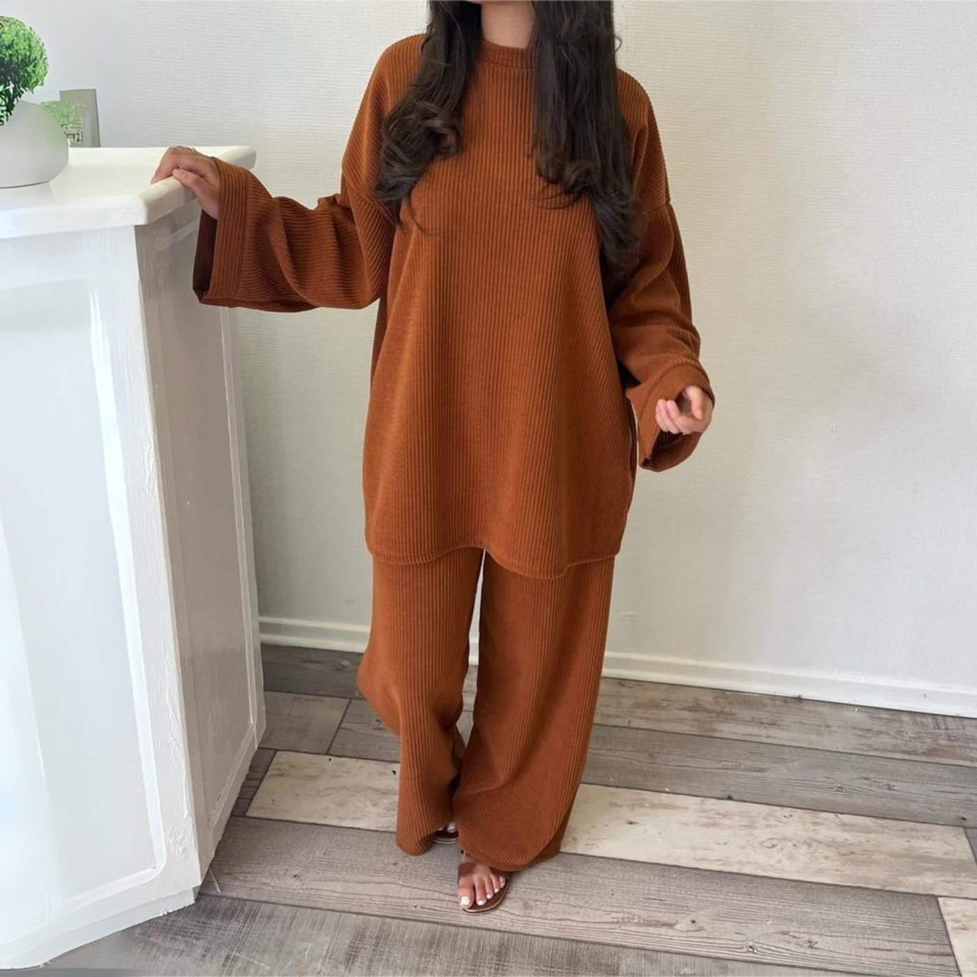 UNI - Casual Loose Top and Wide Leg Pants Set