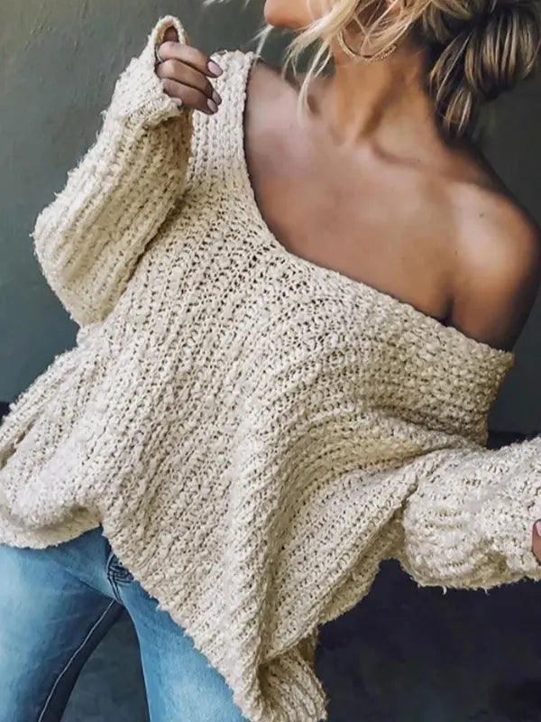 TELIKA - Comfy Drop Shoulder Long Sleeve Sweater