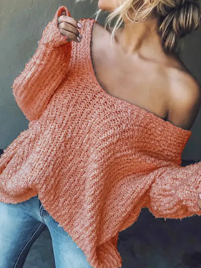 TELIKA - Comfy Drop Shoulder Long Sleeve Sweater