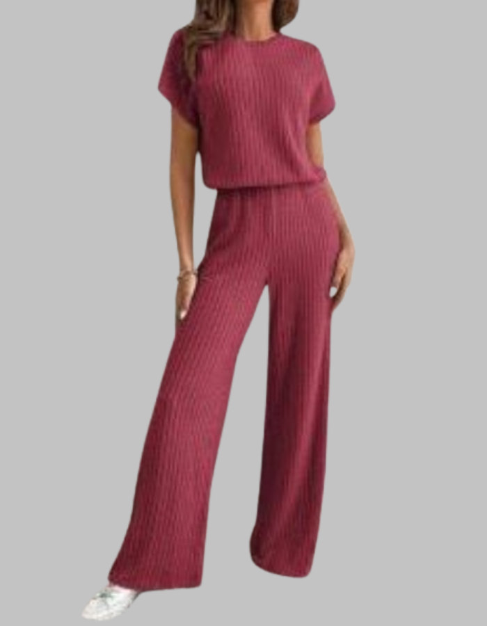 MAGGIE - Casual Short Sleeve Top and Pants Set