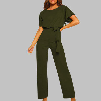 WANNON - Casual Tie Front Batwing Sleeve Jumpsuit