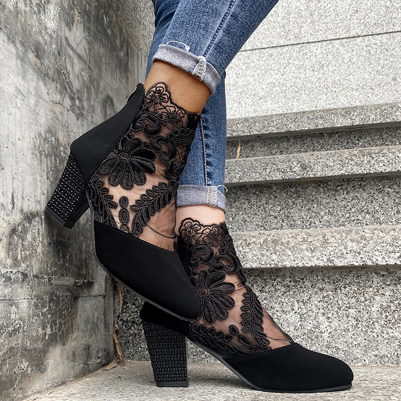 JOLIE - Chic Lace Heeled Boots