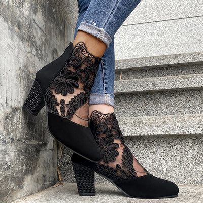 JOLIE - Chic Lace Heeled Boots