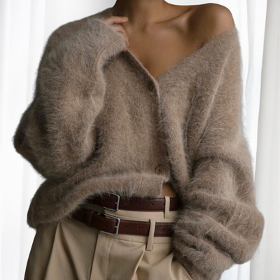 VYOMI - Comfy Button Front Drop Shoulder Cardigan
