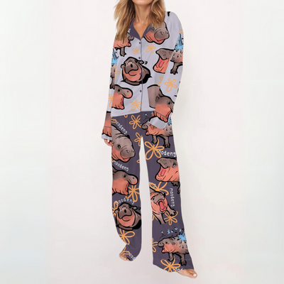 SYLIA - Casual Printed Button Down Top and Comfy Pajama