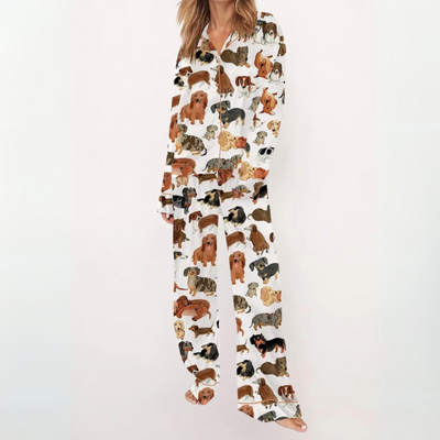 SYLIA - Casual Printed Button Down Top and Comfy Pajama