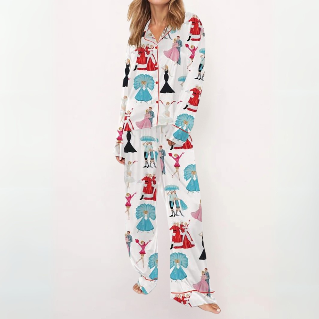 SYLIA - Casual Printed Button Down Top and Comfy Pajama