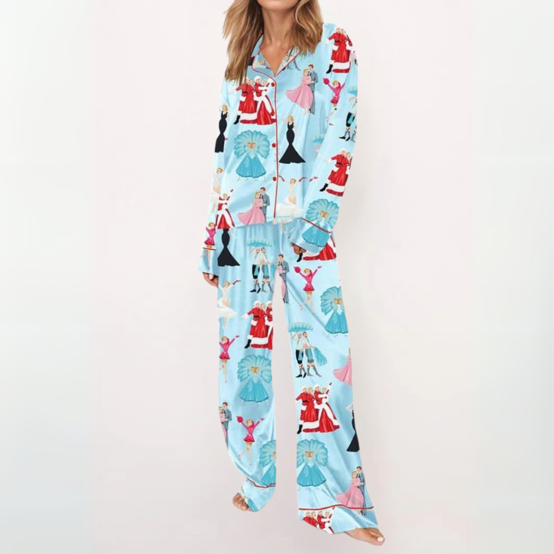 SYLIA - Casual Printed Button Down Top and Comfy Pajama