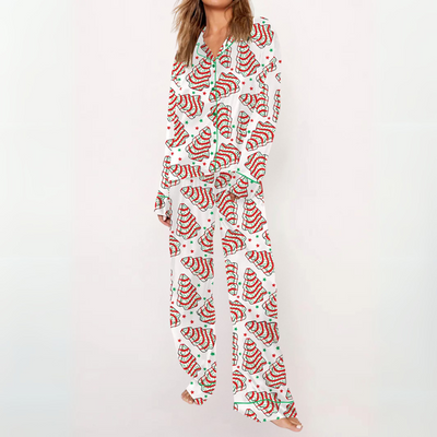 SYLIA - Casual Printed Button Down Top and Comfy Pajama