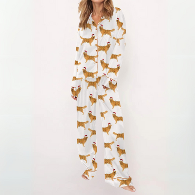 SYLIA - Casual Printed Button Down Top and Comfy Pajama