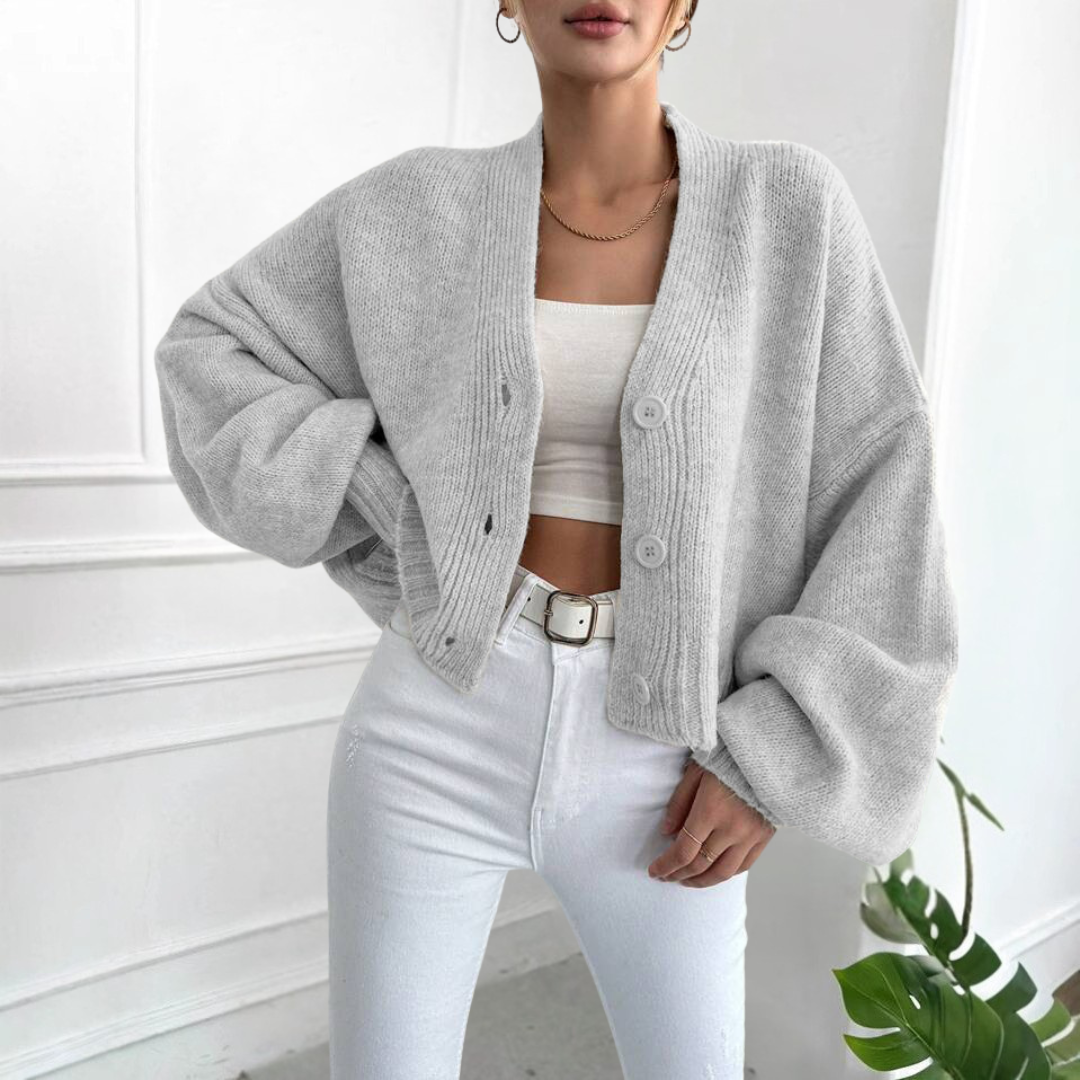 BULAK - Casual Crop Lantern Sleeve Cardigan