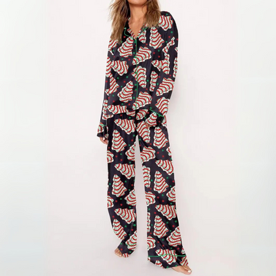 SYLIA - Casual Printed Button Down Top and Comfy Pajama