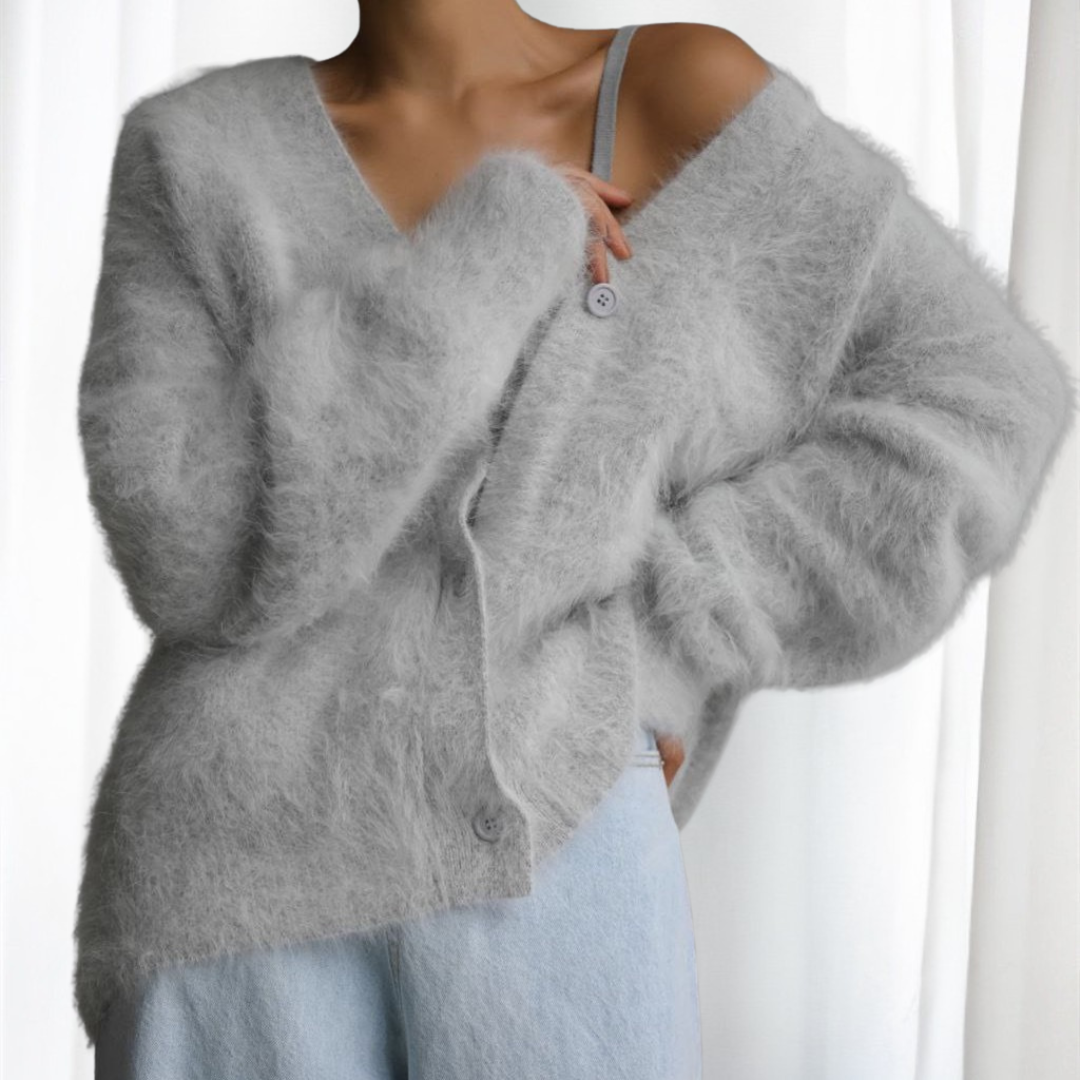 VYOMI - Comfy Button Front Drop Shoulder Cardigan